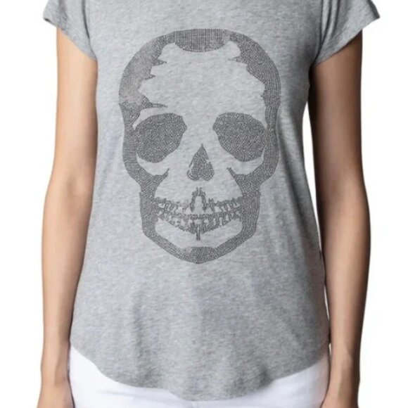 Zadig & Voltaire Studded Skull Lightweight Tee - Picture 1 of 11
